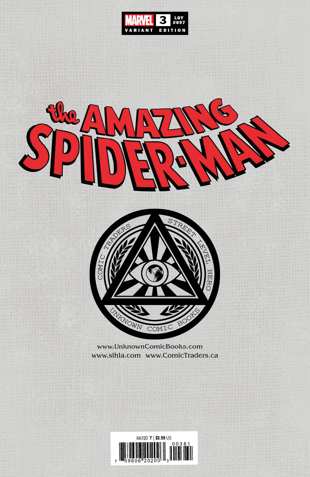AMAZING SPIDER-MAN 3 UNKNOWN COMICS R1C0 EXCLUSIVE VIRGIN VAR (06/01/2022) (06/08/2022)