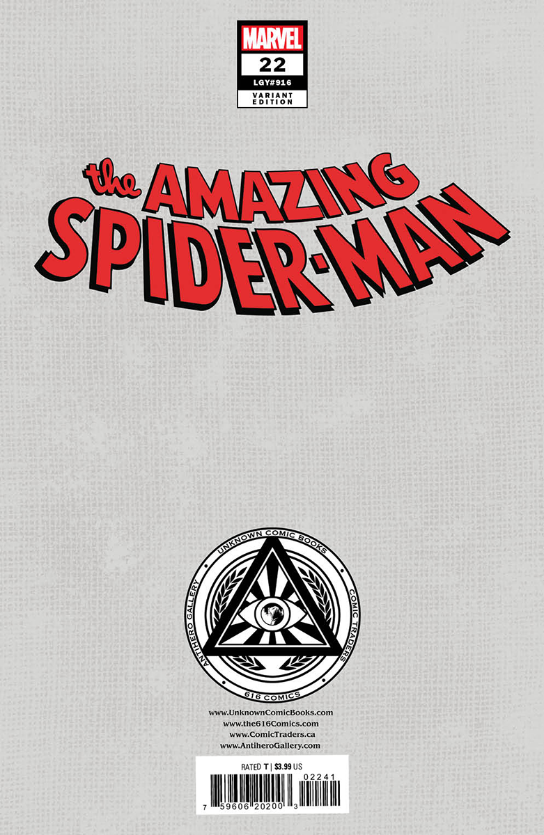 AMAZING SPIDER-MAN #22 UNKNOWN COMICS DAVID NAKAYAMA EXCLUSIVE VIRGIN COLOR BLEED VAR (03/22/2023)