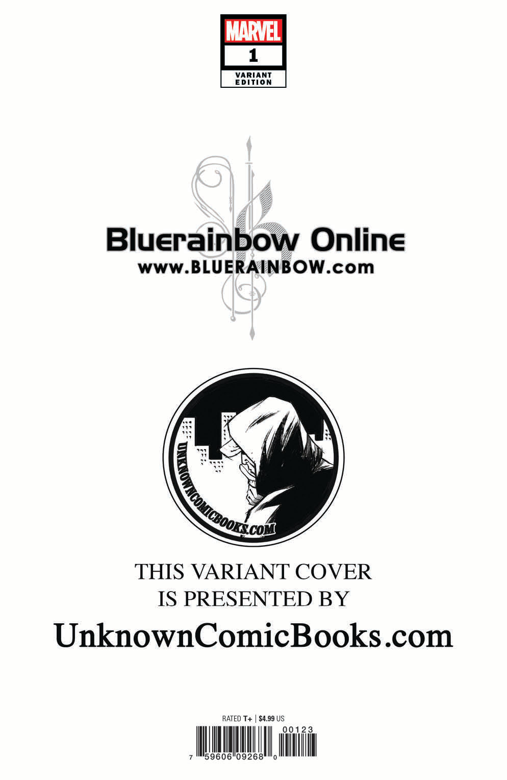 CAPTAIN MARVEL #1 UNKNOWN COMIC BOOKS BLUERAINBOW EXCLUSIVE BLANK 1/16/2019